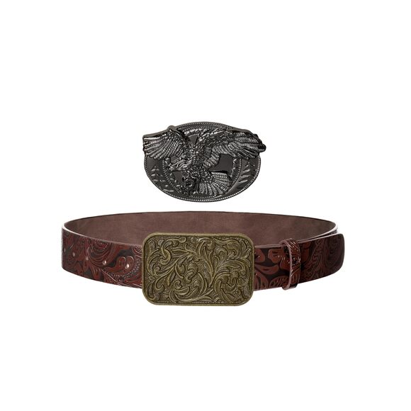 Renaissance Accessoriess Women Two-buckles Leather Belts Vintage Western Belt😗 - Picture 9 of 9
